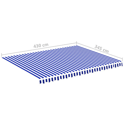 Replacement Fabric for Awning Blue and White 4.5x3.5 m