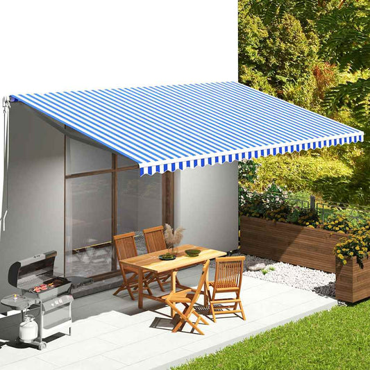 Awning Replacement Fabric Blue and White 600x350 cm Polyester