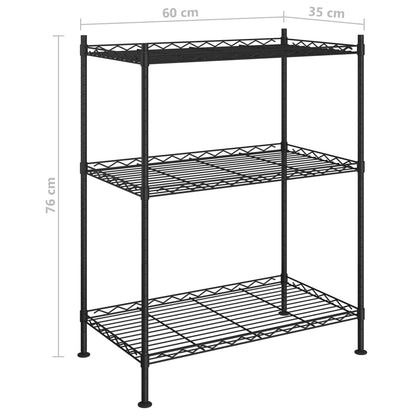 3-Tier Storage Rack 60x35x76 cm Black 150 kg