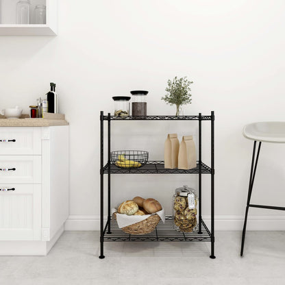 3-Tier Storage Rack 60x35x76 cm Black 150 kg