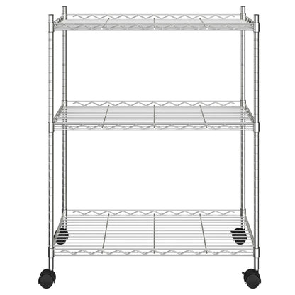 3-Tier Storage Rack with Wheels 60x35x81 cm Chrome 150 kg