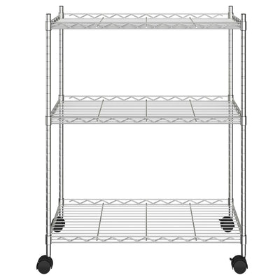 3-Tier Storage Rack with Wheels 60x35x81 cm Chrome 150 kg