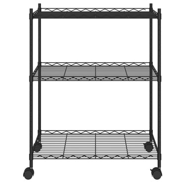 3-Tier Storage Rack with Wheels 60x35x81 cm Black 150 kg