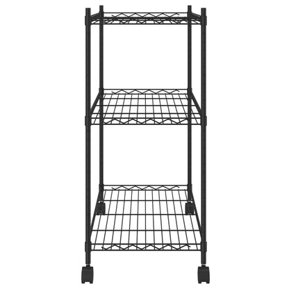 3-Tier Storage Rack with Wheels 60x35x81 cm Black 150 kg