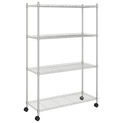 4-Tier Storage Shelf with Wheels 90x35x142 cm Chrome 200 kg