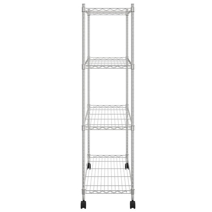 4-Tier Storage Shelf with Wheels 90x35x142 cm Chrome 200 kg