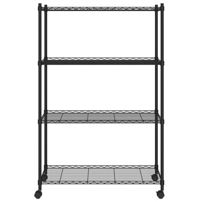 4-Tier Storage Shelf with Wheels 90x35x142 cm Black 200 kg