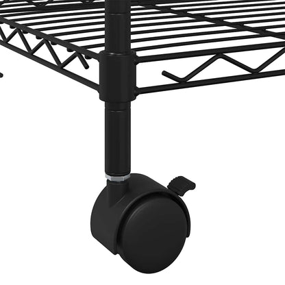 4-Tier Storage Shelf with Wheels 90x35x142 cm Black 200 kg