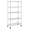 5-Tier Storage Shelf with Wheels 75x35x155 cm Chrome 250 kg