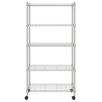 5-Tier Storage Shelf with Wheels 75x35x155 cm Chrome 250 kg