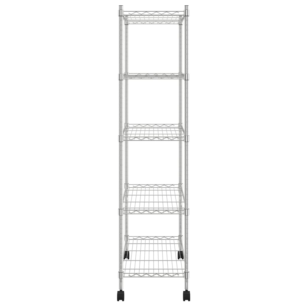 5-Tier Storage Shelf with Wheels 75x35x155 cm Chrome 250 kg