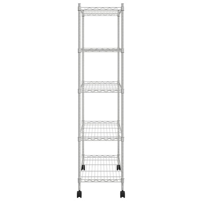 5-Tier Storage Shelf with Wheels 75x35x155 cm Chrome 250 kg