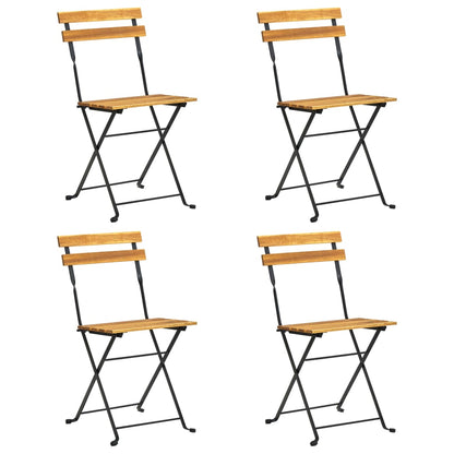 Bistro Chair | Set of 4 | Brown, Black | Solid Acacia wood, Steel