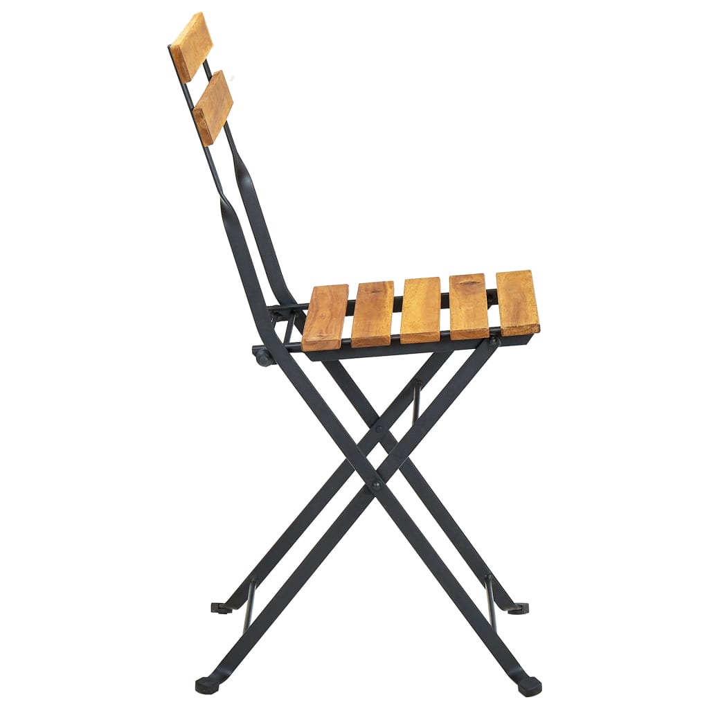 Bistro Chair | Set of 4 | Brown, Black | Solid Acacia wood, Steel