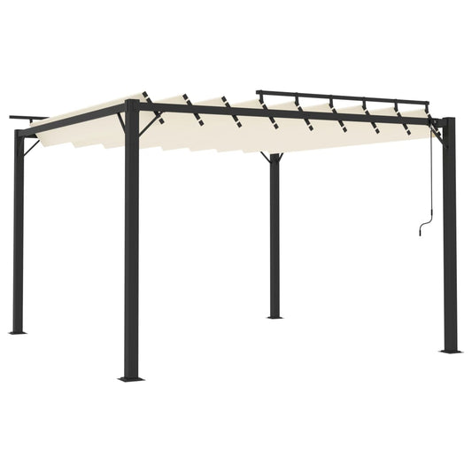 313924 vidaXL Gazebo with Louvered Roof 3x3 m Cream Fabric and Aluminium