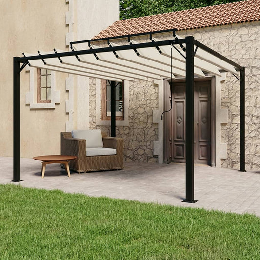 313924 vidaXL Gazebo with Louvered Roof 3x3 m Cream Fabric and Aluminium