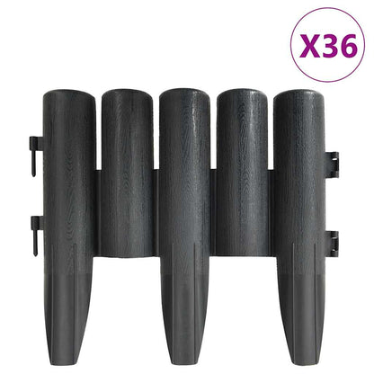 Lawn Edgings 36 pcs Anthracite 32.8' PP