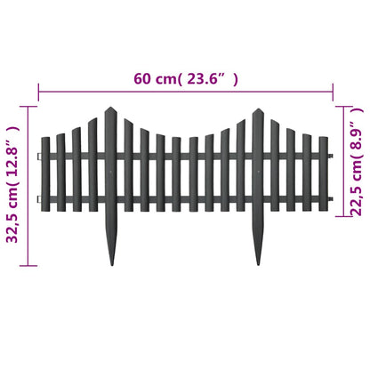 Lawn Edgings 17 pcs Anthracite 32.8' PP