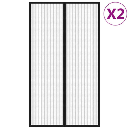 Insect Door Curtains 2 pcs with Magnet Blocks Black 200x80 cm
