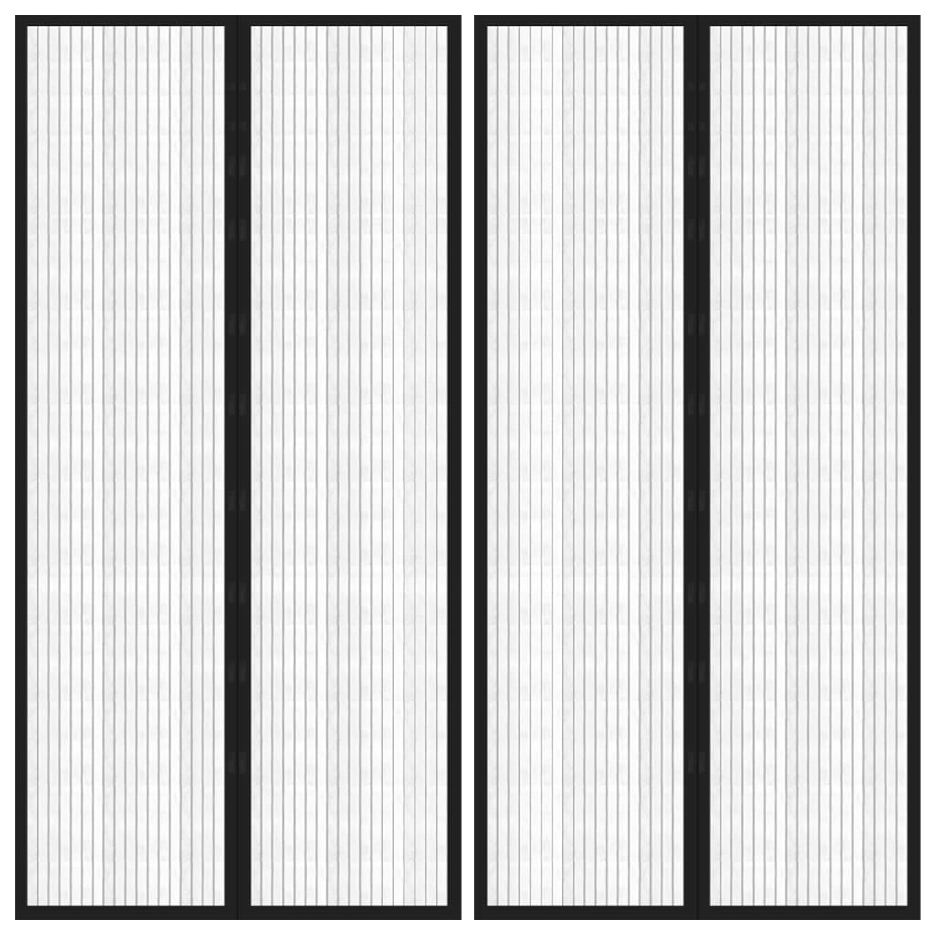 Insect Door Curtains 2 pcs with Magnet Blocks Black 86.6x39.4"