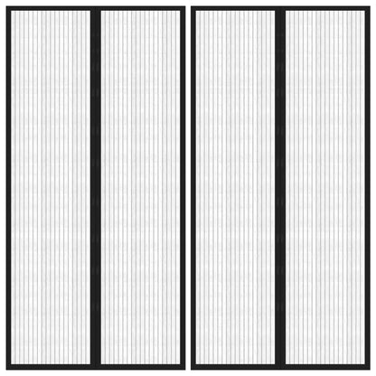 Insect Door Curtains 2 pcs with Magnet Blocks Black 86.6x39.4"