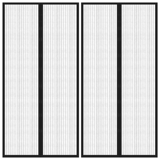 Insect Door Curtains 2 pcs with Magnet Blocks Black 86.6x39.4"