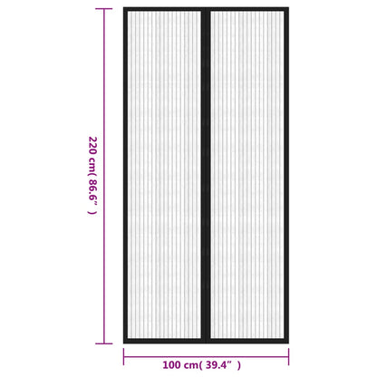 Insect Door Curtains 2 pcs with Magnet Blocks Black 86.6x39.4"