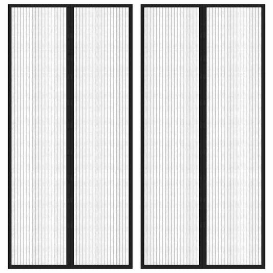 Insect Door Curtains 2 pcs with Magnet Blocks Black 220x110 cm