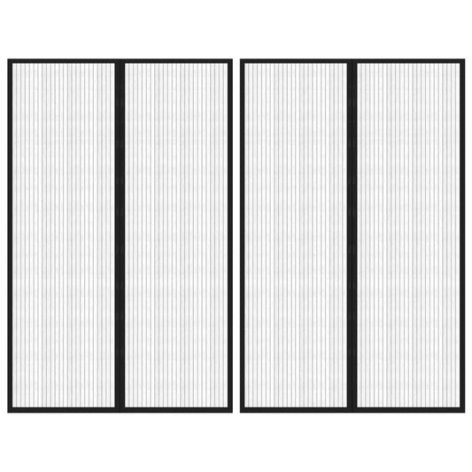 Insect Door Curtains 2 pcs with Magnet Blocks Black 220x130 cm