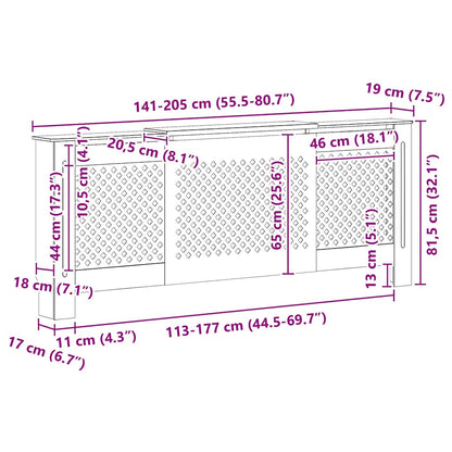 MDF Radiator Cover White 205 cm
