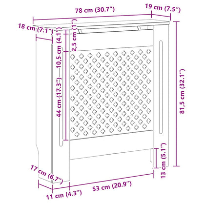 MDF Radiator Cover Grey 78 cm