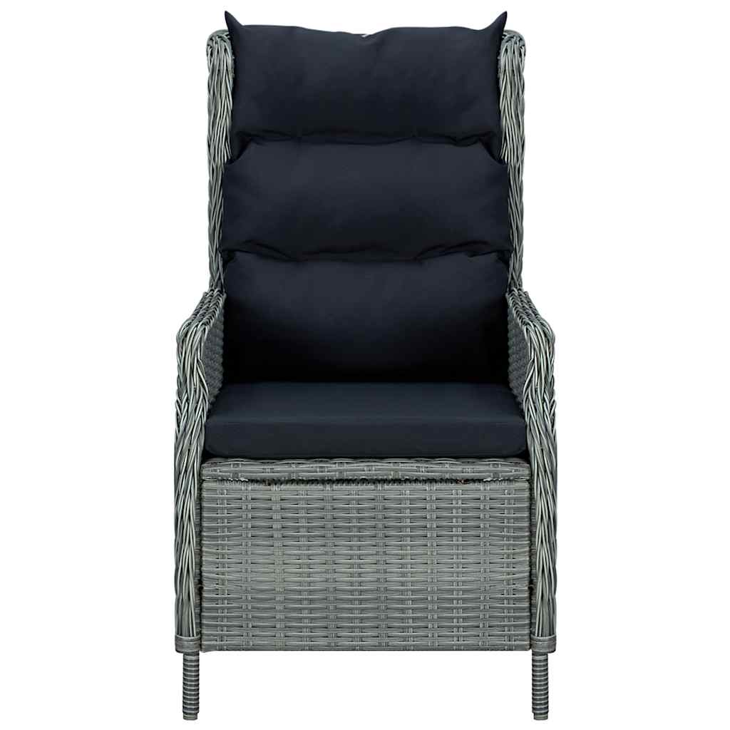 Reclining Patio Chair with Cushions Poly Rattan Light Gray