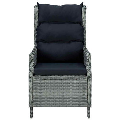 Reclining Patio Chair with Cushions Poly Rattan Light Gray