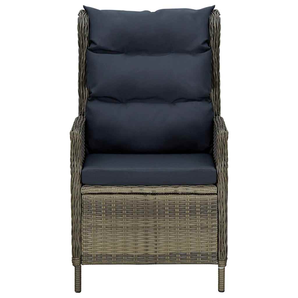 Reclining Patio Chair with Cushions Poly Rattan Brown