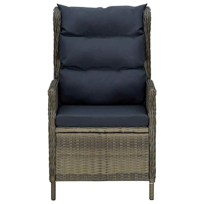 Reclining Patio Chair with Cushions Poly Rattan Brown