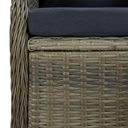 Reclining Patio Chair with Cushions Poly Rattan Brown