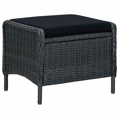 Reclining Patio Chair with Footstool Poly Rattan Dark Gray