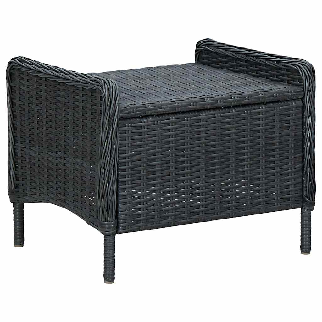 Reclining Patio Chair with Footstool Poly Rattan Dark Gray