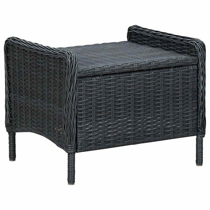 Reclining Patio Chair with Footstool Poly Rattan Dark Gray