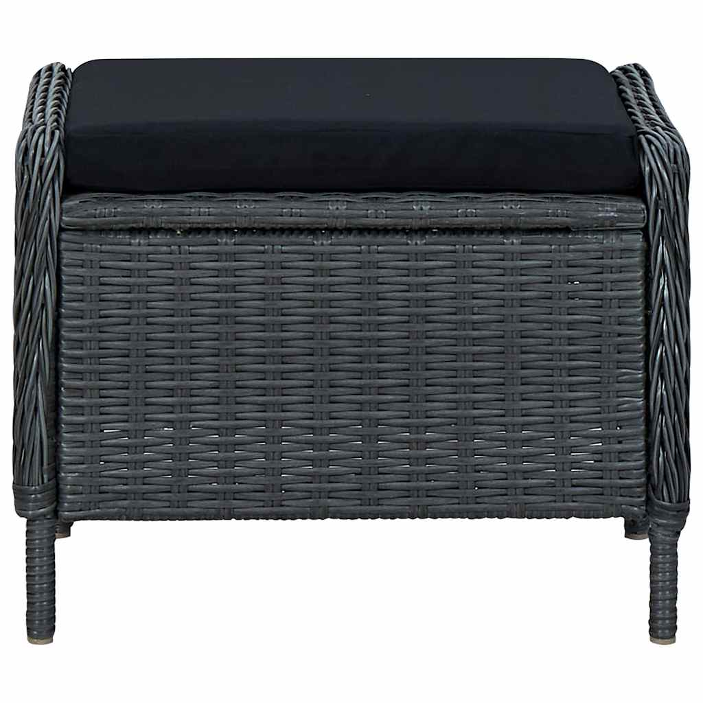 Reclining Patio Chair with Footstool Poly Rattan Dark Gray