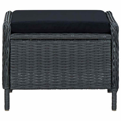 Reclining Patio Chair with Footstool Poly Rattan Dark Gray