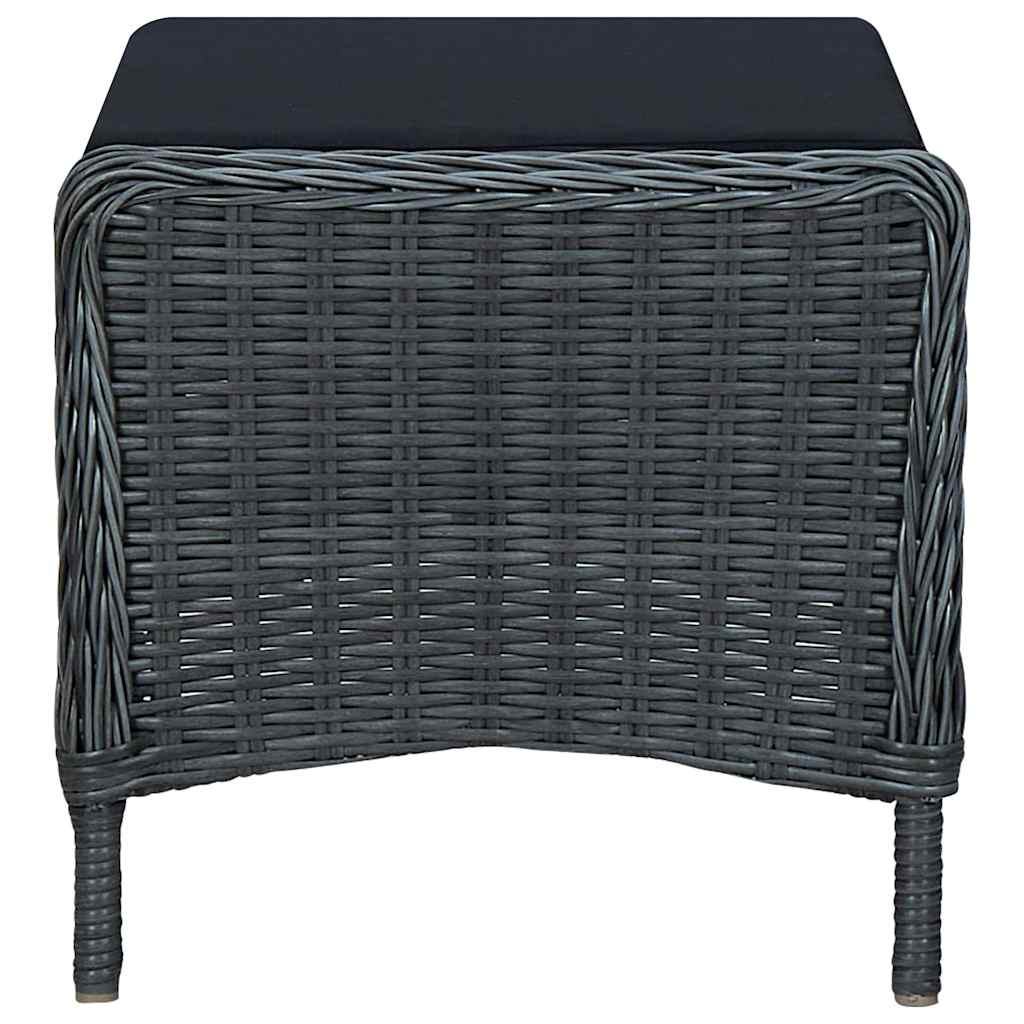 Reclining Patio Chair with Footstool Poly Rattan Dark Gray