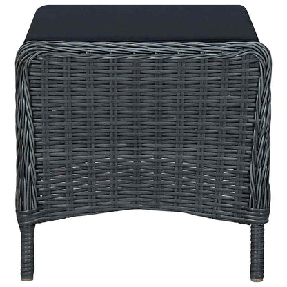 Reclining Patio Chair with Footstool Poly Rattan Dark Gray