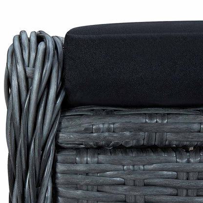 Reclining Patio Chair with Footstool Poly Rattan Dark Gray