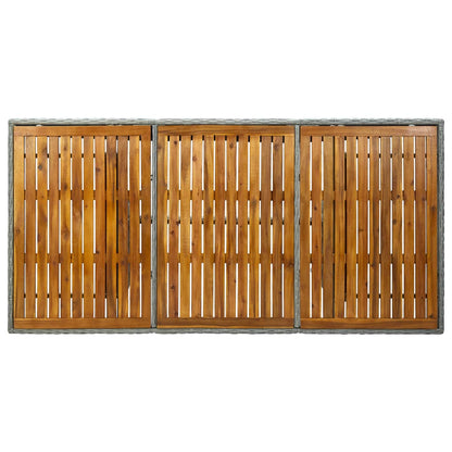 Garden Table Light Grey Poly Rattan and Solid Acacia Wood