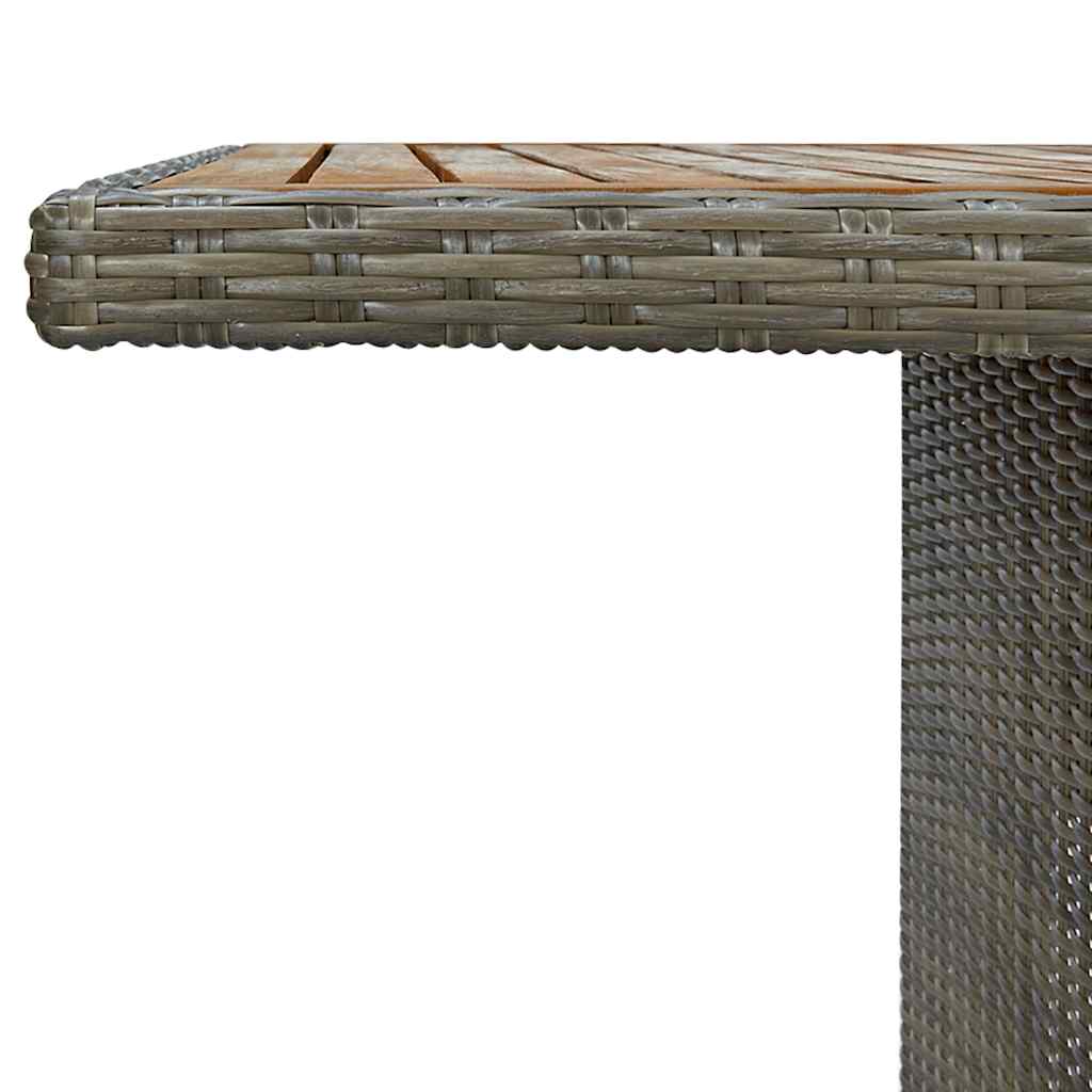 Garden Table Brown Poly Rattan and Solid Acacia Wood