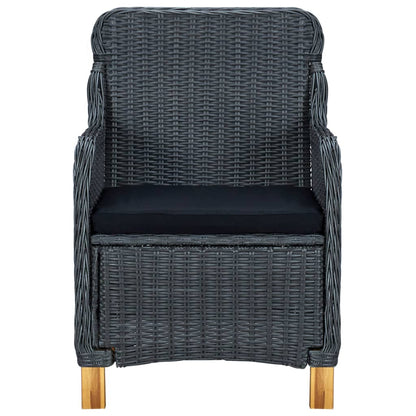 Patio Chairs with Cushions 2 pcs Poly Rattan Dark Gray
