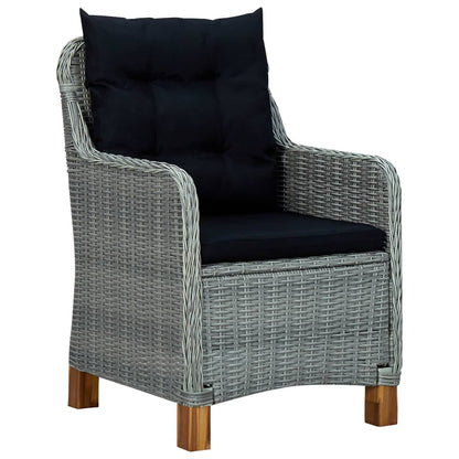Patio Chairs with Cushions 2 pcs Poly Rattan Light Gray