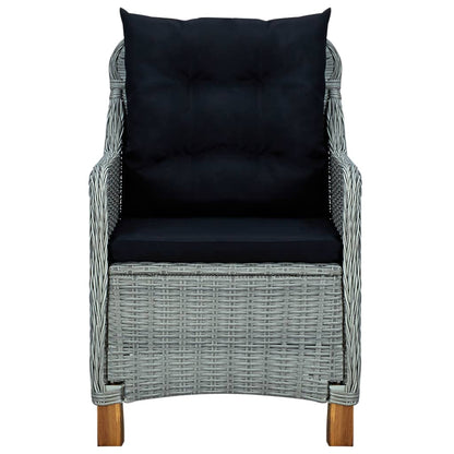 Patio Chairs with Cushions 2 pcs Poly Rattan Light Gray