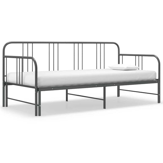Pull-out Sofa Bed Frame without Mattress Grey Metal 90x200 cm